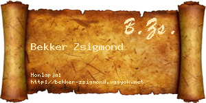 Bekker Zsigmond névjegykártya